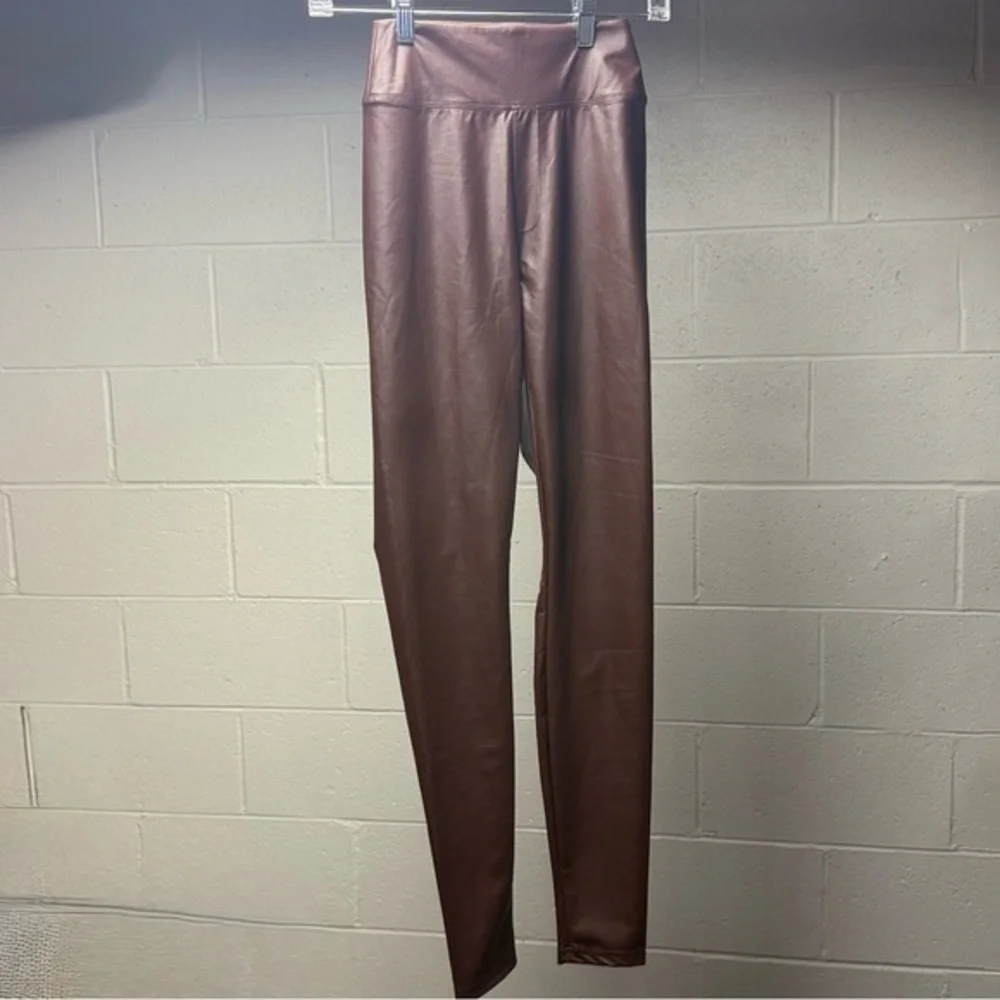 Aerie Offline Faux Leather Brown Leggings - Picture 1 of 6